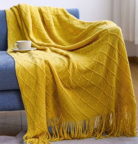 MOLLY- Tunn filt med fransar och mönster